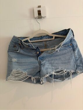 Levi's 501 Light Blue Distressed Denim Cutoff Shorts